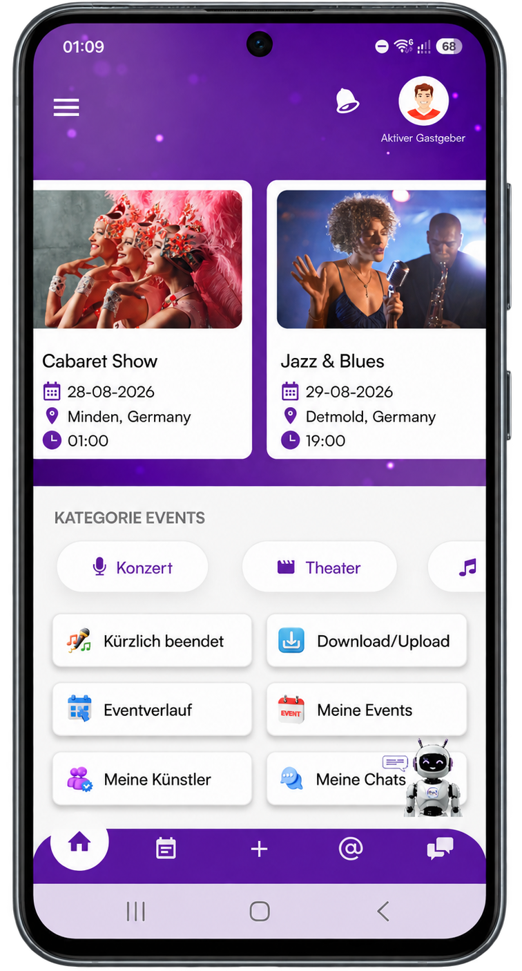 Party Sharing App key functions and features interface showing event gallery tools and user options