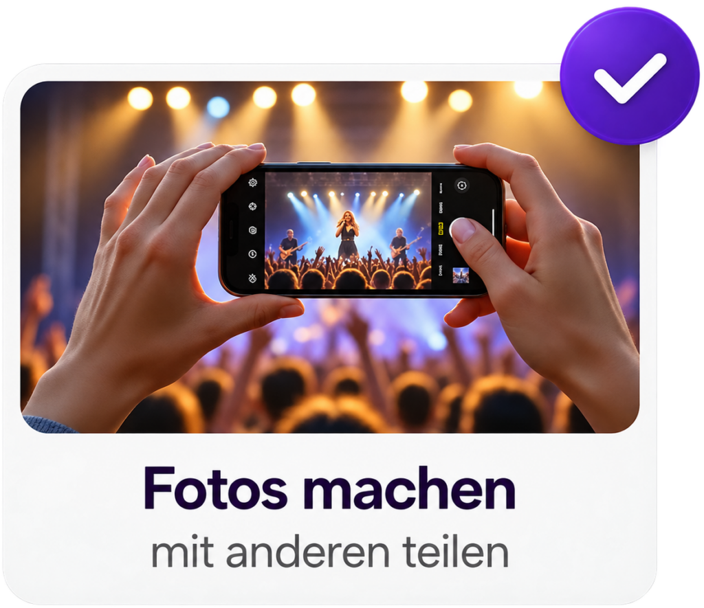 Party Sharing App media upload interface showing event photo and video sharing feature